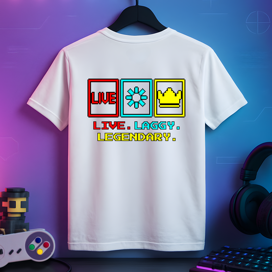 "Live. Laggy. Legendary." – Gamer Vibes Tee