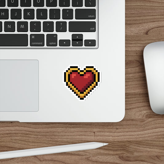 Pixel Gold Hearth Die-Cut Stickers