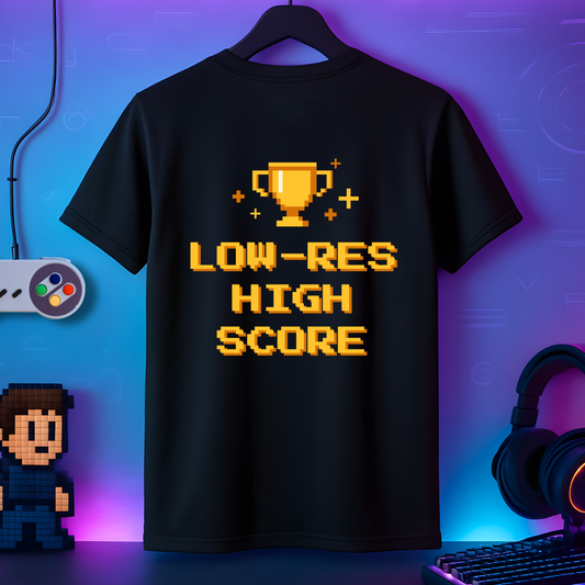 "Low-Res High Score" – Retro Trophy Tee