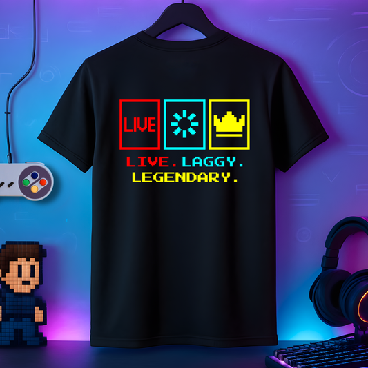 "Live. Laggy. Legendary." – Gamer Vibes Tee