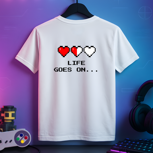"Life Goes On" – Pixel Hearts Tee