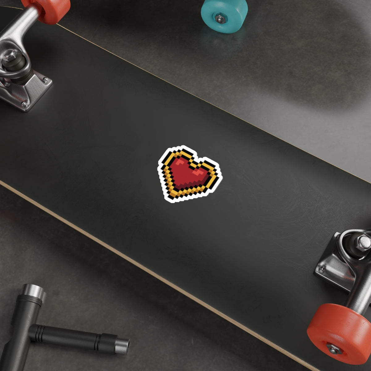 Pixel Gold Hearth Die-Cut Stickers