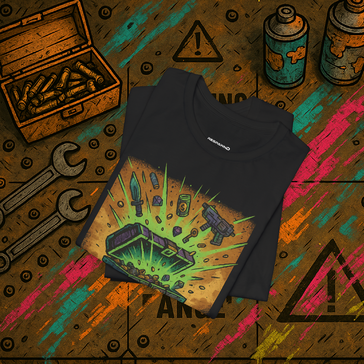 "Open at Your Own Risk" – Loot Chest Tee