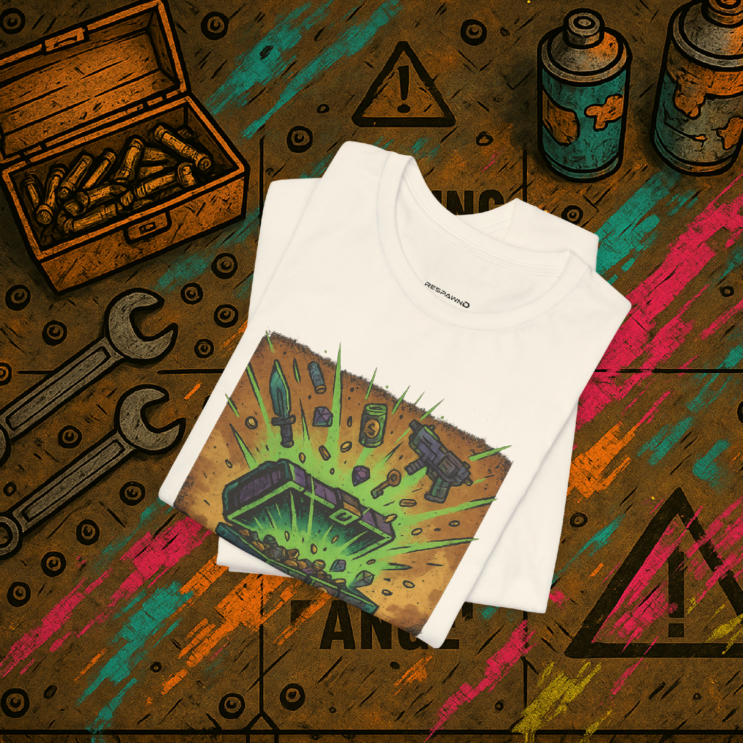 "Open at Your Own Risk" – Loot Chest Tee