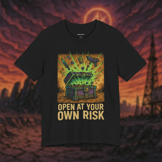 "Open at Your Own Risk" – Loot Chest Tee