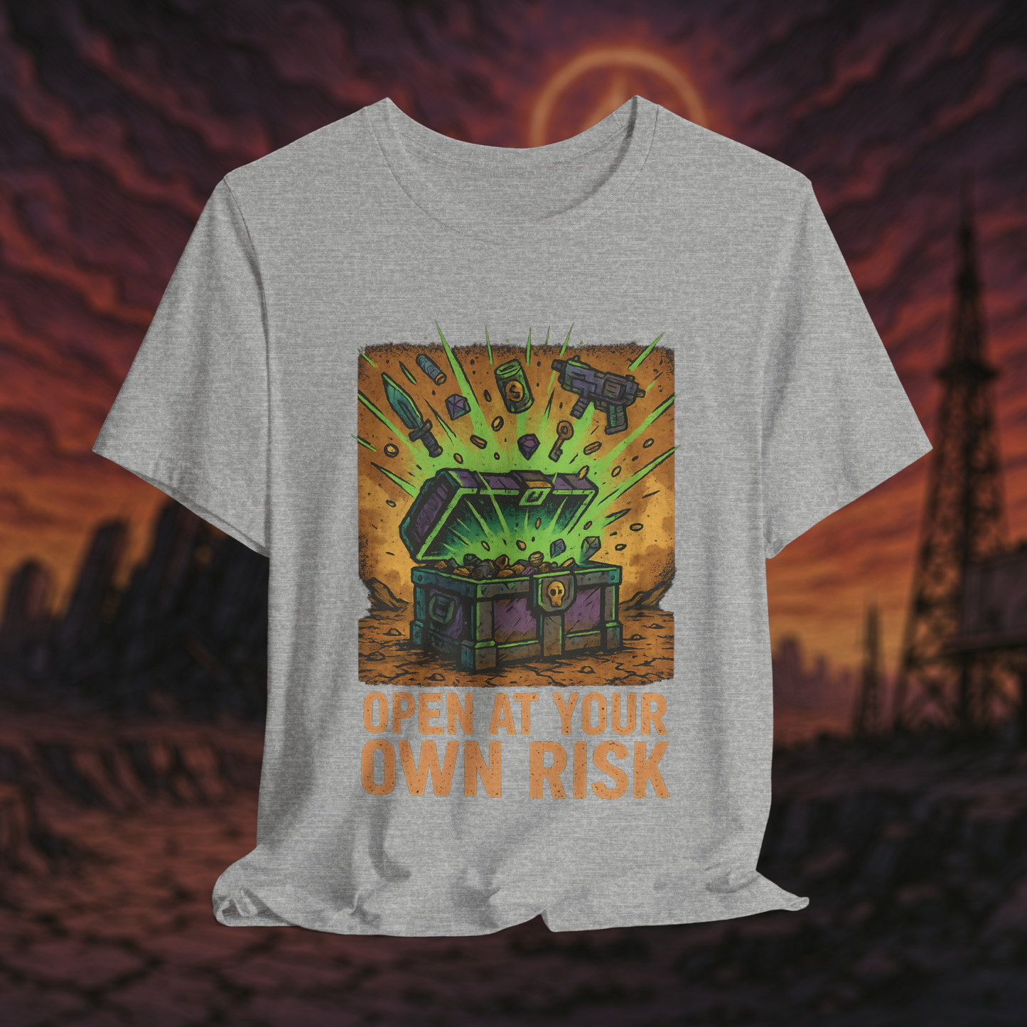 "Open at Your Own Risk" – Loot Chest Tee