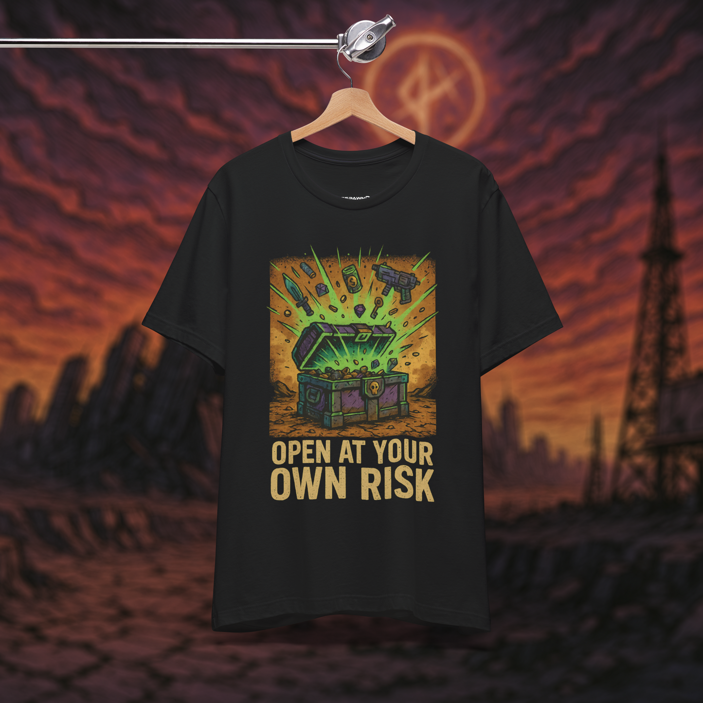 "Open at Your Own Risk" – Loot Chest Tee
