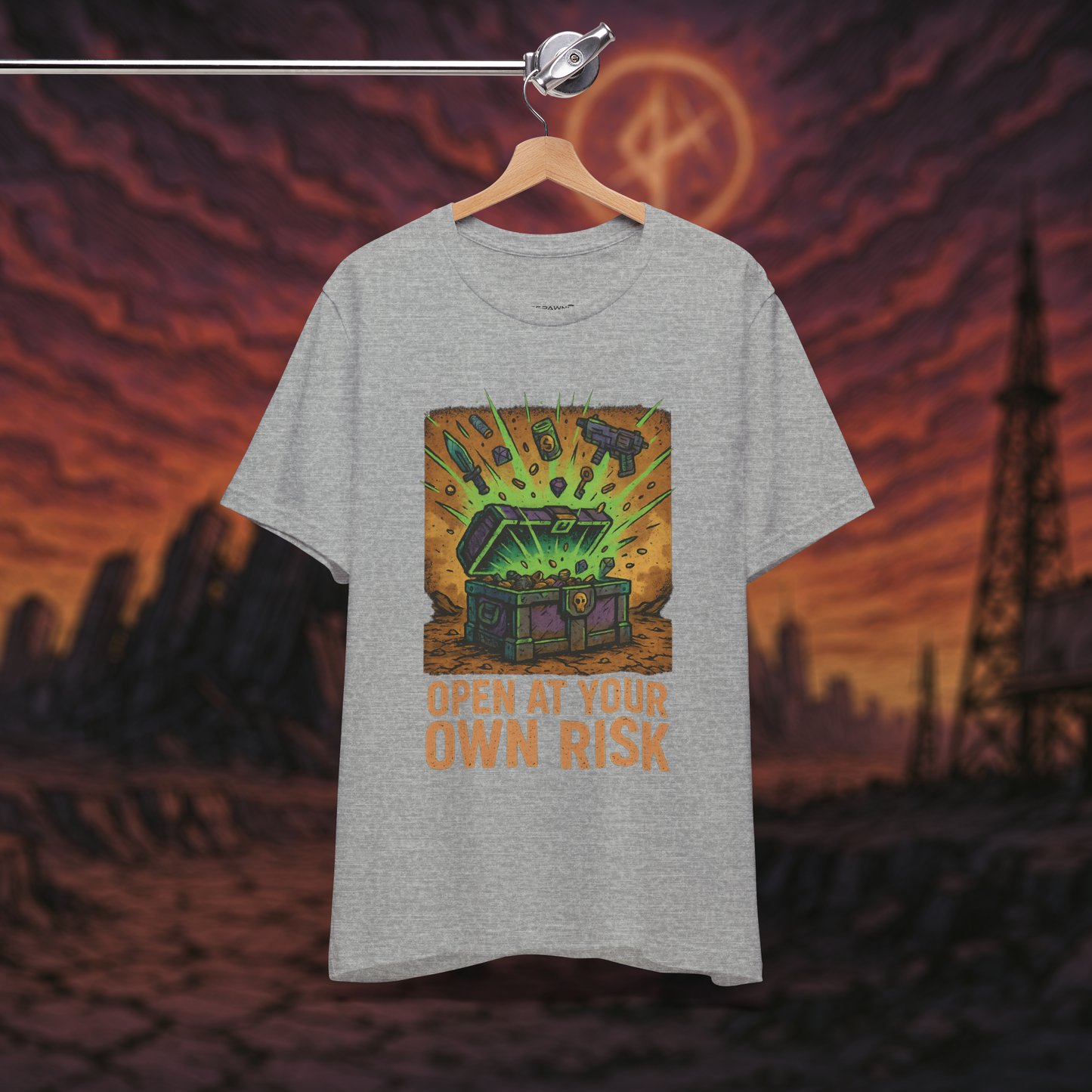 "Open at Your Own Risk" – Loot Chest Tee