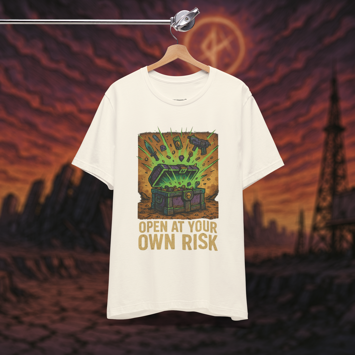 "Open at Your Own Risk" – Loot Chest Tee